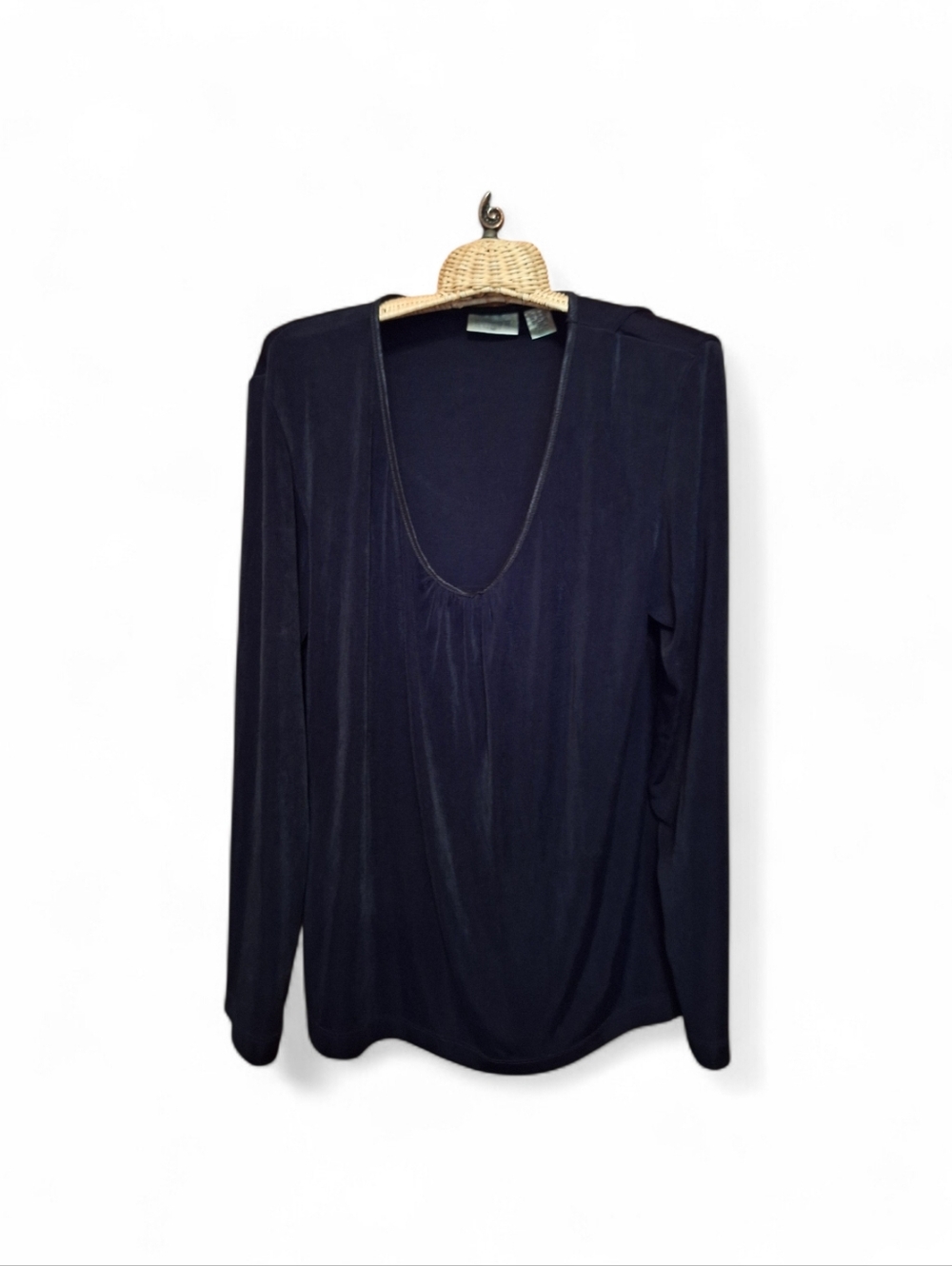 Chicos Travelers signature slinky black long sleeved pullover blouse plus size 2